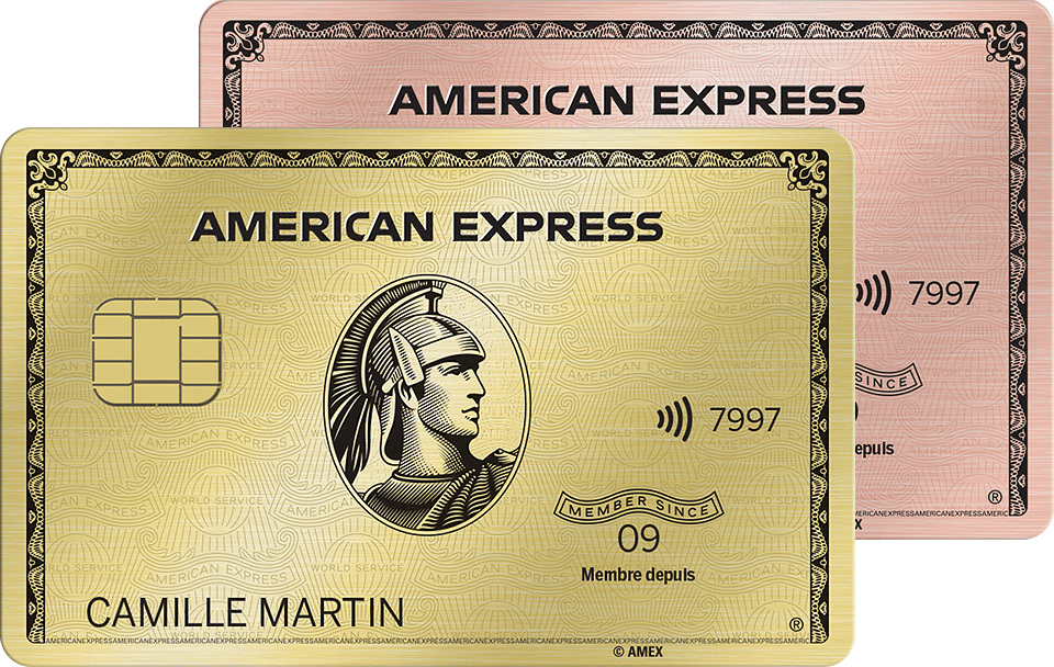 Cartes American Express Gold et Rose Gold